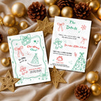 Hand Drawn Red & Green Christmas Invitation