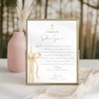 Gold Candle Baptism Prayer Card Sign