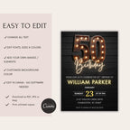 Rustic Wooden Marquee 50th Birthday Invitation