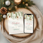 Watercolor Christmas Party Invitation Pinecones