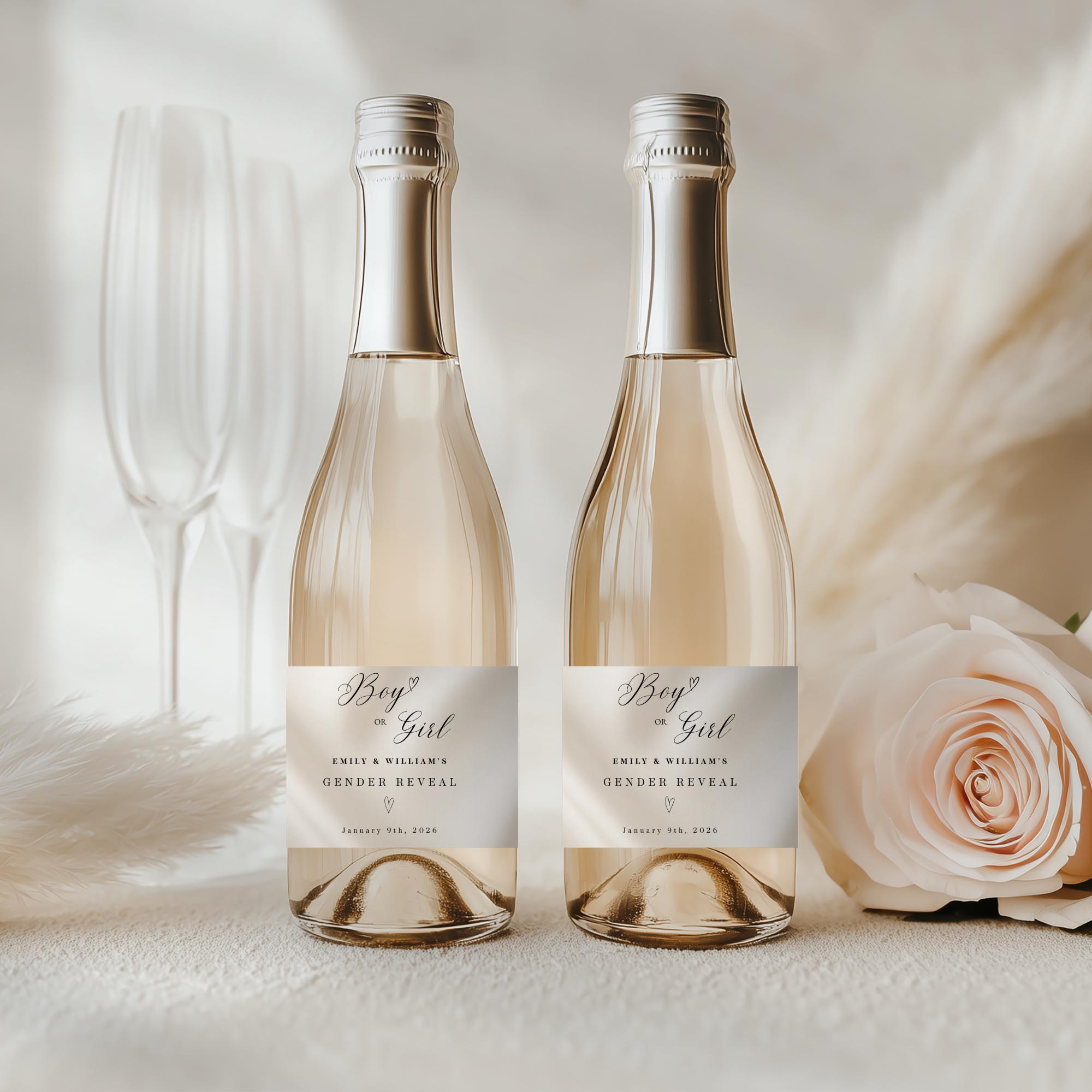 Elegant Gender Reveal Bottle Labels