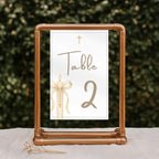 Gold Candle Baptism Table Number Cards