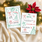 Hand Drawn Red & Green Christmas Invitation