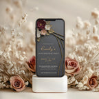 Elegant Burgundy Gold Floral 50th Birthday Invitation