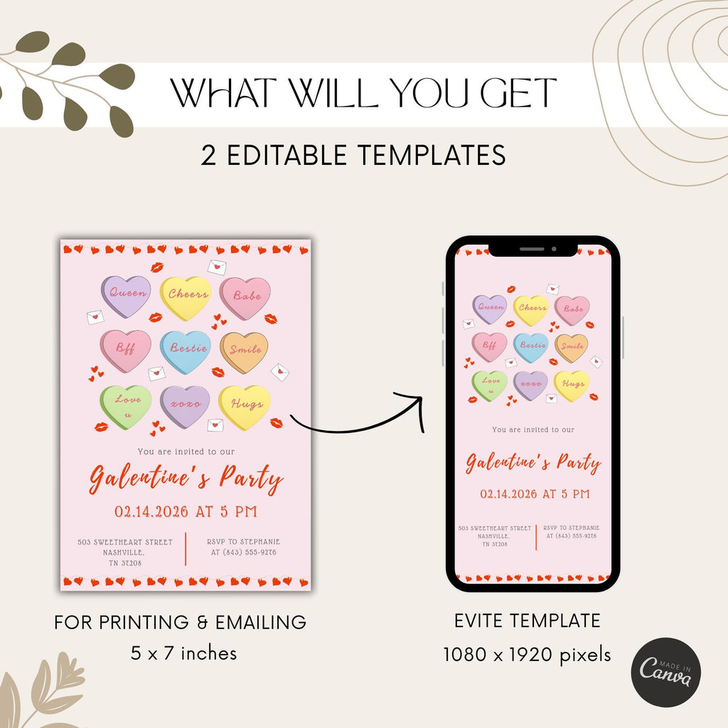 Candy Hearts Galentine's Party Invitation