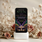 Mardi Gras Feather Mask Birthday Invitation