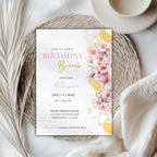 Watercolor Floral Citrus Birthday Brunch Invitation