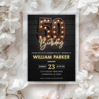 Rustic Wooden Marquee 50th Birthday Invitation