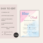 Blue or Pink Gender Reveal Invitation