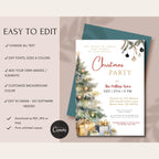 Watercolor Christmas Tree Party Invitation