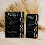 Elegant Black Satin 40th Birthday Invitation 1986