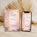 Magical Floral Tea Party Kids Birthday Invitation