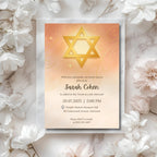 Star Of David Watercolor Bat Mitzvah Invitation