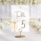 Gold Candle Baptism Table Number Cards
