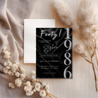 Elegant Black Satin 40th Birthday Invitation 1986