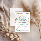 Rainbow Confetti Kids Birthday Invitation