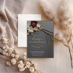 Elegant Burgundy Gold Floral 50th Birthday Invitation