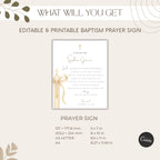 Gold Candle Baptism Prayer Card Sign