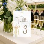 Gold Candle Baptism Table Number Cards