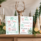 Hand Drawn Red & Green Christmas Invitation