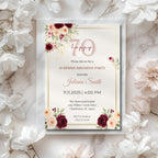 Elegant Burgundy Floral 70th Birthday Invitation