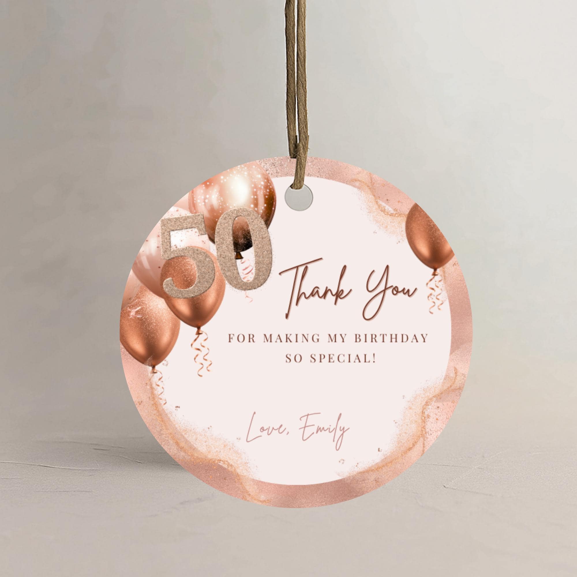 50th Birthday Favor Tags Rose Gold
