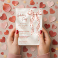 Valentines Party Invitation Pink Bow