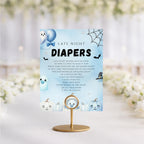 Little Boo Blue Late Night Diapers Sign - Little Boo blue Halloween baby shower printable