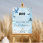 Little Boo Blue Baby Shower Welcome Sign - Little Boo blue Halloween baby shower printable