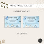 Little Boo Blue Diaper Raffle Card - Little Boo blue Halloween baby shower printable