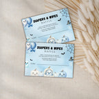 Little Boo Blue Diaper Raffle Card - Little Boo blue Halloween baby shower printable