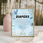 Little Boo Blue Late Night Diapers Sign - Little Boo blue Halloween baby shower printable