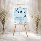 Little Boo Blue Baby Shower Welcome Sign - Little Boo blue Halloween baby shower printable