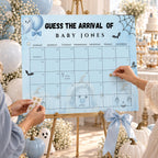 Little Boo Baby Shower Due Date Calendar, Blue Halloween Baby Shower Game, Editable A2 & 24x18 Baby Arrival Calendar
