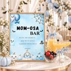 Little Boo Baby Shower Momosa Bar Sign, Blue Ghost Baby Shower Decor, Halloween Mimosa Station Sign, Editable Template