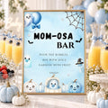 Little Boo Baby Shower Momosa Bar Sign, Blue Ghost Baby Shower Decor, Halloween Mimosa Station Sign, Editable Template
