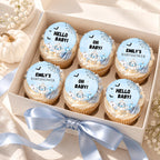 Little Boo Baby Cupcake Toppers, Editable Blue Halloween Baby Shower Cupcake Decor, Personalized Ghost Pumpkin Toppers, 2x2