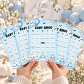 60 Little Boo Baby Shower Bingo Cards, Blue Halloween Baby Shower Game, Editable Ghost Bingo Card, Printable Party Activity