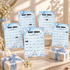 60 Little Boo Baby Shower Bingo Cards, Blue Halloween Baby Shower Game, Editable Ghost Bingo Card, Printable Party Activity
