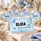 Little Boo Baby Shower Place Cards, Blue Ghost Halloween Editable Name Cards, Flat & Folded Table Cards, Digital Download
