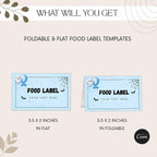 Little Boo Baby Shower Food Labels, Blue Ghost Halloween Buffet Cards, Editable Flat & Folded Table Labels, Digital Download