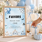 Little Boo Baby Shower Favors Sign, Blue Halloween Please Take One Sign, Editable Ghost Favor Sign, 5x7 8x10 A4 US Letter