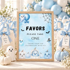 Little Boo Baby Shower Favors Sign, Blue Halloween Please Take One Sign, Editable Ghost Favor Sign, 5x7 8x10 A4 US Letter