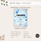 Little Boo Baby Shower Favors Sign, Blue Halloween Please Take One Sign, Editable Ghost Favor Sign, 5x7 8x10 A4 US Letter