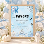 Little Boo Baby Shower Favors Sign, Blue Halloween Please Take One Sign, Editable Ghost Favor Sign, 5x7 8x10 A4 US Letter