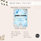Little Boo Baby Shower Drinks Station Sign, Blue Halloween Baby Shower Decor, Editable Ghost Drink Table Sign, Digital Download
