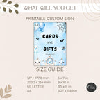 Little Boo Baby Shower Cards & Gifts Sign, Blue Ghost Baby Shower Sign, Halloween Gift Table Decor, Editable Template