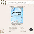 Little Boo Baby Shower Momosa Bar Sign, Blue Ghost Baby Shower Decor, Halloween Mimosa Station Sign, Editable Template