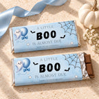 Little Boo Baby Shower Chocolate Wrappers, Editable Blue Ghost Candy Wrapper, Halloween Baby Shower Favors, 1.55 oz Printable