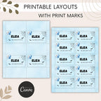 Little Boo Baby Shower Place Cards, Blue Ghost Halloween Editable Name Cards, Flat & Folded Table Cards, Digital Download